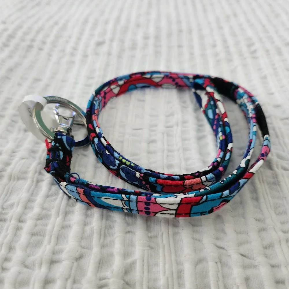 Vera Bradley Haymarket Paisley Lanyard Blue Pink Floral Key ID Holder 24166-R88